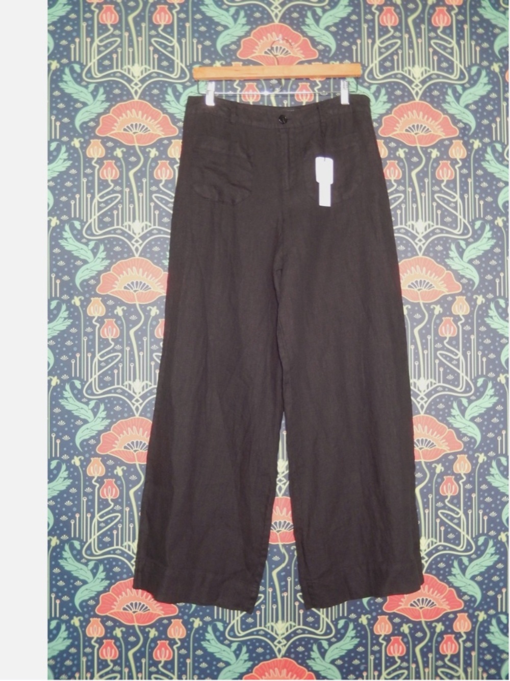 Sanctuary Marine Linen Sailor Black Wide Leg Pants New 28 - Picture 6 of 10